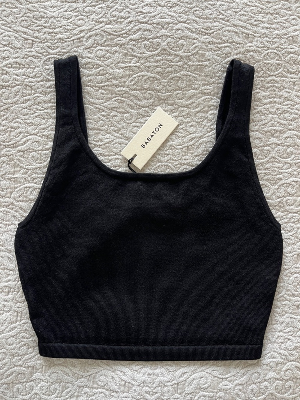 Babaton Black Sculpt Knit Crop Tank